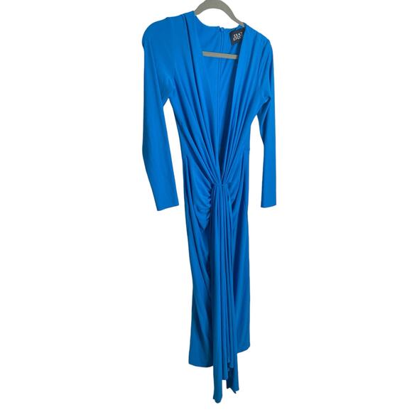 Solace London Lorena Midi Dress Ruched Knotted Draped Long Sleeve Azure Size 2 - Picture 5 of 12
